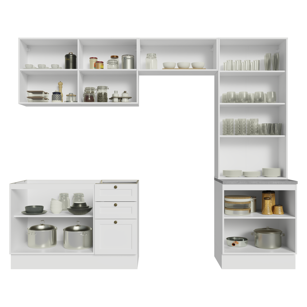Armário de Cozinha Completa 270 cm Branco Vik Madesa 06