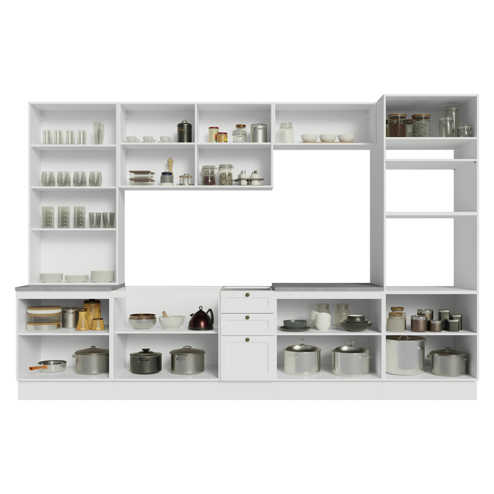 Armário de Cozinha Completa 340 cm Branco Vik Madesa 01