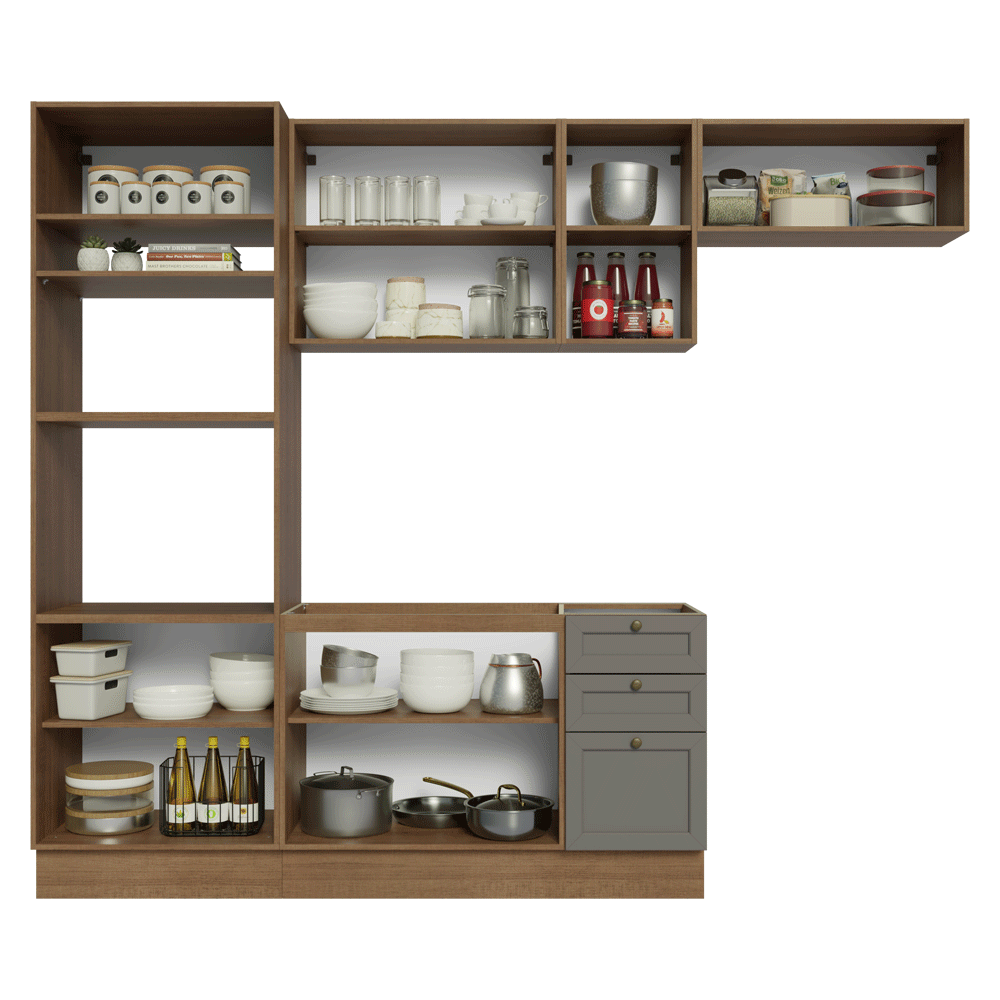 Armário de Cozinha Completa 270 cm Rustic/Cinza Vik Madesa 07