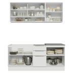Armário de Cozinha Compacta 180 x 60 cm Branco/Branco Veludo Lux Madesa 05