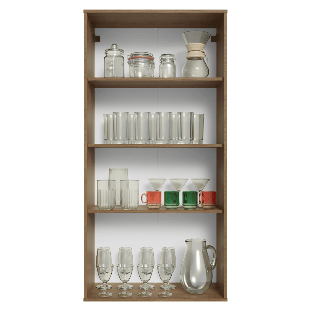 Módulo Cristaleira 70 cm 2 Portas de Vidro Rustic/Crema Vik Madesa