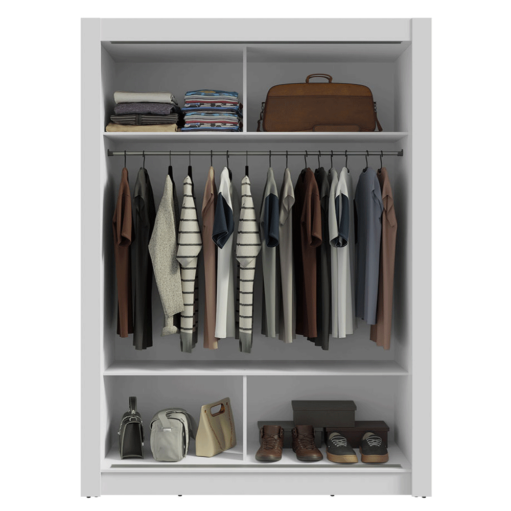 Guarda-Roupa Solteiro 2 Portas de Correr Branco Denver Madesa