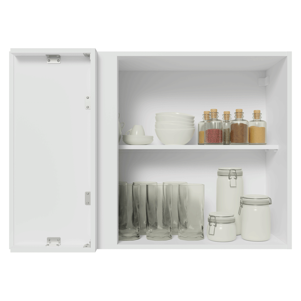 Armário Aéreo de Canto 1 Porta Branco/Crema Vik Madesa