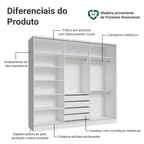 Guarda-Roupa Casal 100% MDF 3 Portas de Correr Branco Royale Madesa