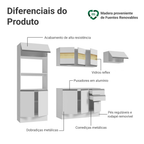 Armário de Cozinha Completa 100% MDF 250cm Branco Smart Madesa 03