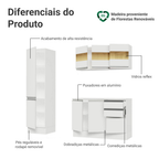 Armário de Cozinha Compacta 100% MDF 170 cm Branco Smart Madesa 01