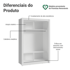 Guarda-Roupa Solteiro 2 Portas de Correr com Espelho Branco Madesa Denver