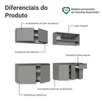 Armário de Cozinha Completa Suspenso 240cm Cinza Nice Madesa 05