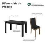 Conjunto Sala de Jantar Mesa Tampo de Vidro 6 Cadeiras Preto/Rustic Heloísa Madesa