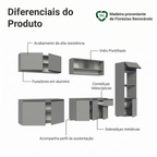 Armário de Cozinha Completa Suspenso 300cm Cinza Nice Madesa 04