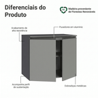Balcão 80 cm 2 Portas Suspenso Cinza Nice Madesa