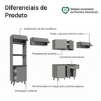 Armário de Cozinha Completa 340cm Cinza Nice Madesa 01