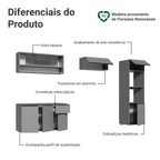 Armário de Cozinha Completa Suspenso 260cm Cinza Nice Madesa 10