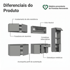 Armário de Cozinha Completa Suspenso 300cm Cinza Nice Madesa 03