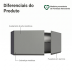 Armário Aéreo 120 x 50 cm 2 Portas Cinza Nice Madesa