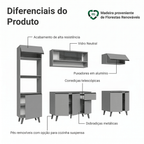Armário de Cozinha Completa 260cm Cinza Nice Madesa 01