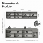 Armário de Cozinha Completa Suspenso 240cm Cinza Nice Madesa 05