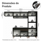 Armário de Cozinha Completa 260cm Preto Reims Madesa 07