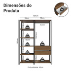 Guarda-Roupa Closet Modulado Valencia 2 Gavetas 129cm Rustic/Preto Madesa