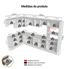 Armário de Cozinha Completa de Canto 100% MDF 447cm Branco/Rustic/Crema Smart Madesa 02