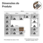 Armário de Cozinha Completa 100% MDF 300cm Branco/Rustic/Crema Smart Madesa 03