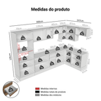 Armário de Cozinha Completa de Canto 100% MDF 448cm Branco/Rustic/Crema Smart Madesa 01