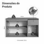Balcão de Pia 3 Portas 1 Gaveta Suspenso Cinza Nice Madesa