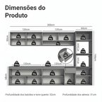 Armário de Cozinha Completa Suspenso 300cm Cinza Nice Madesa 04