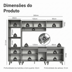 Armário de Cozinha Completa 260cm Cinza Nice Madesa 01