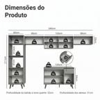 Armário de Cozinha Completa 340cm Cinza Nice Madesa 01