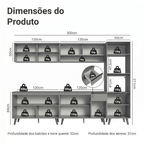 Armário de Cozinha Completa 300cm Cinza Nice Madesa 01