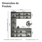 Armário de Cozinha Compacta Suspenso 160cm Cinza Nice Madesa 02