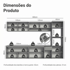 Armário de Cozinha Completa Suspenso 300cm Cinza Nice Madesa 03