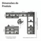 Armário de Cozinha Completa Suspenso 260cm Cinza Nice Madesa 10