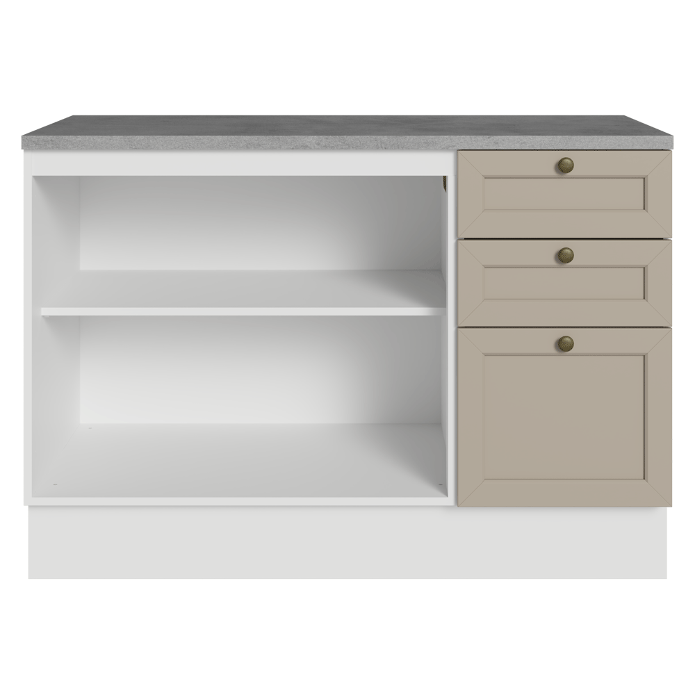 Balcão de Pia 120 cm 2 Portas 3 Gavetas (Com Tampo) Branco/Crema Vik Madesa