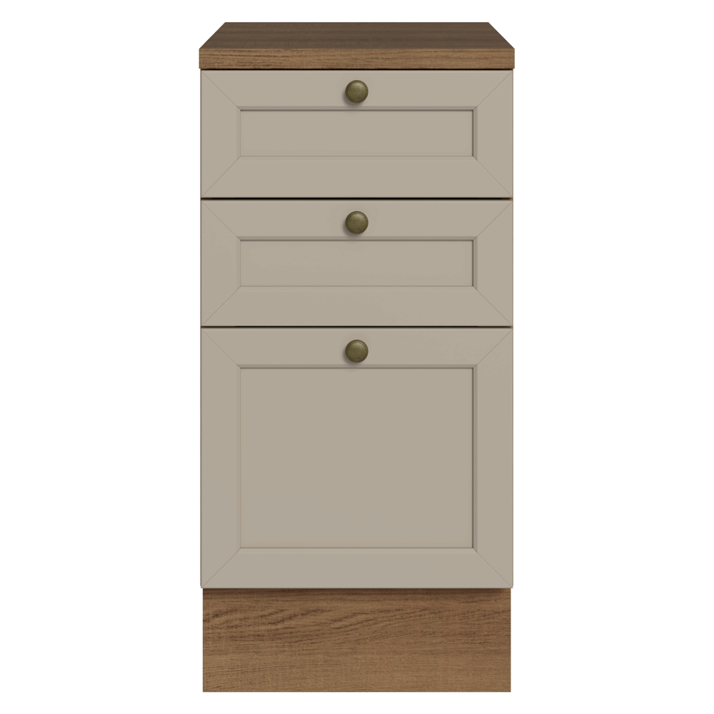 Balcão de Cozinha 40 x 60 cm 3 Gavetas (Com Tampo) Rustic/Crema Vik Madesa