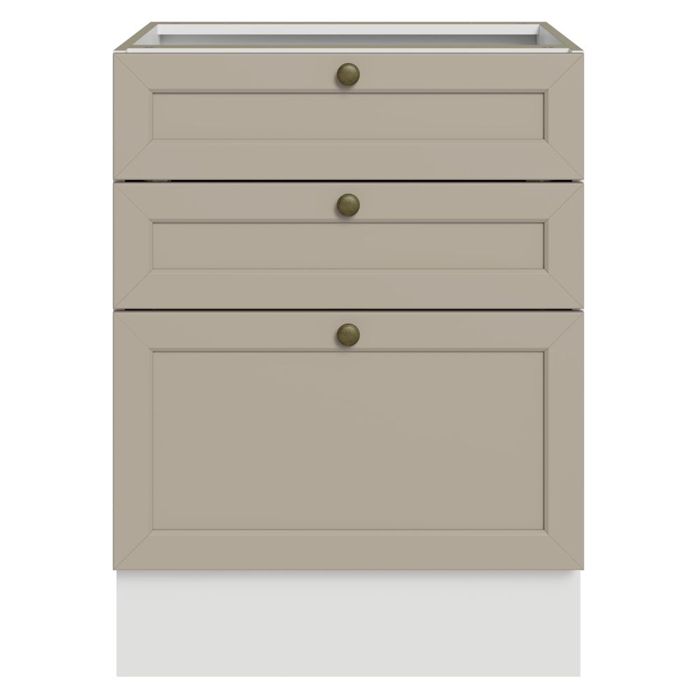 Balcão de Cozinha 60 x 60 cm 3 Gavetas (Sem Tampo) Branco/Crema Vik Madesa