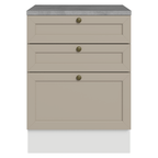 Balcão de Cozinha 60 x 60 cm 3 Gavetas (Com Tampo) Branco/Crema Vik Madesa