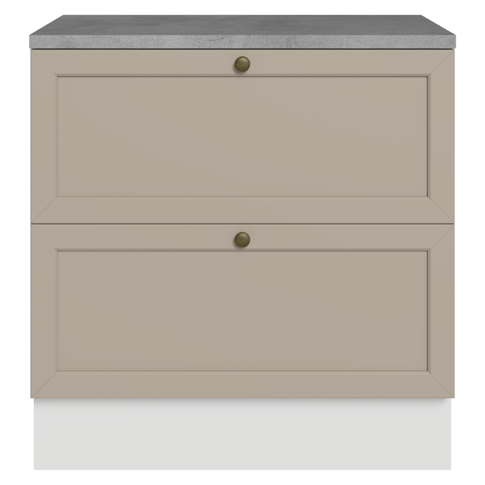 Balcão de Cozinha 80 x 60 cm 2 Gavetas (Com Tampo) Branco/Crema Vik Madesa