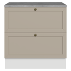 Balcão de Cozinha 80 x 60 cm 2 Gavetas (Com Tampo) Branco/Crema Vik Madesa