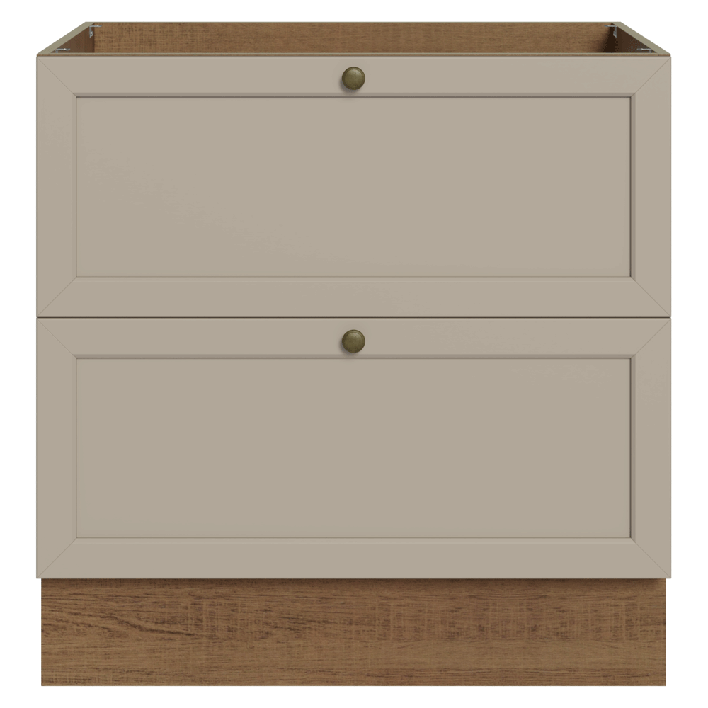 Balcão de Cozinha 80 x 60 cm 2 Gavetas (Sem Tampo) Rustic/Crema Vik Madesa