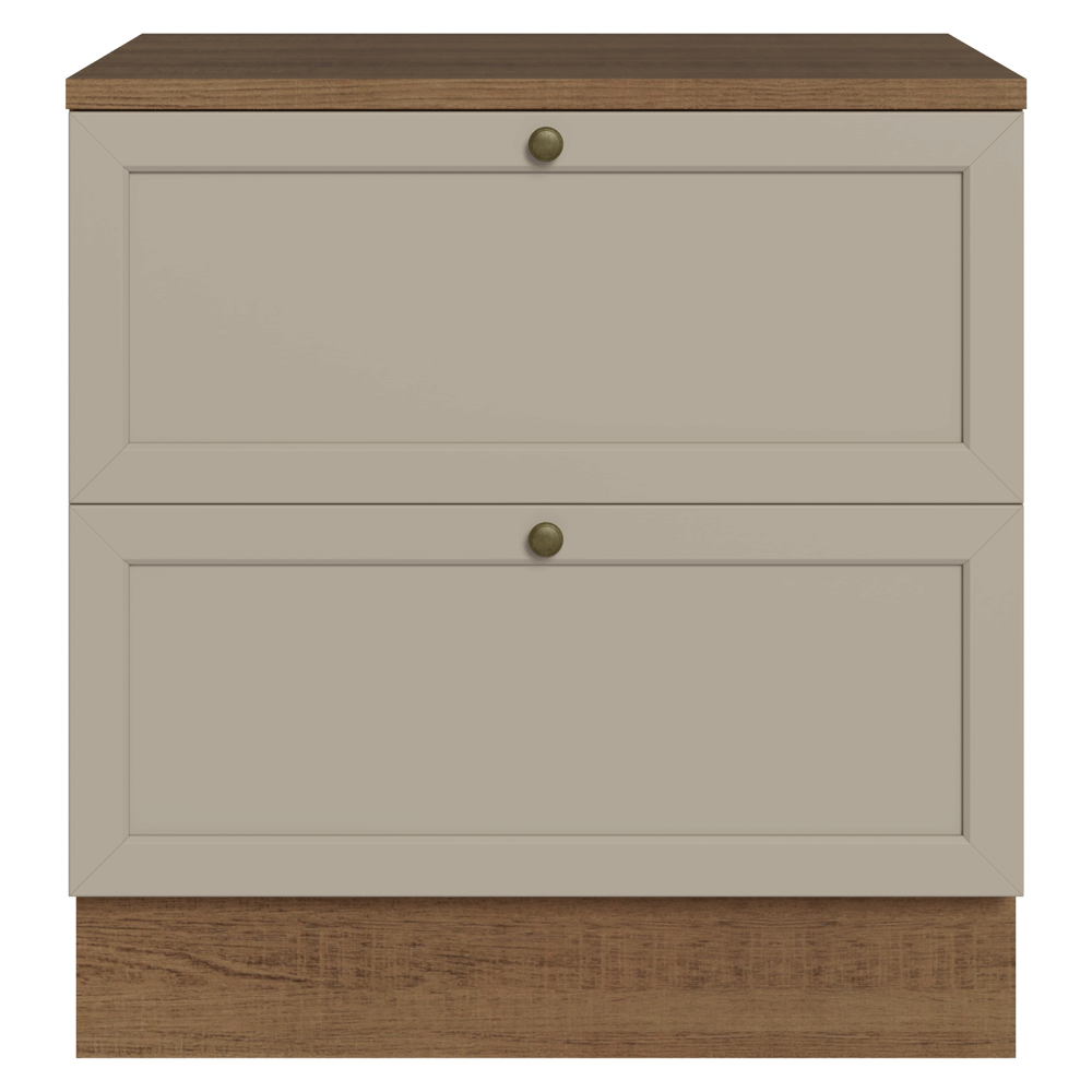 Balcão de Cozinha 80 x 60 cm 2 Gavetas (Com Tampo) Rustic/Crema Vik Madesa