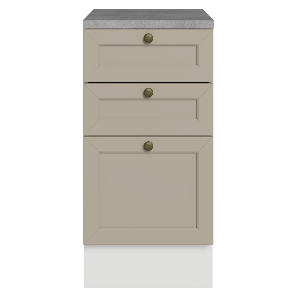 Balcão de Cozinha 40 cm 3 Gavetas Branco/Crema Vik Madesa