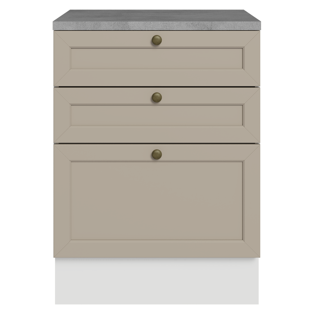 Balcão de Cozinha 60 cm 3 Gavetas Branco/Crema Vik Madesa