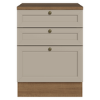 Balcão de Cozinha 60 cm 3 Gavetas Rustic/Crema Vik Madesa