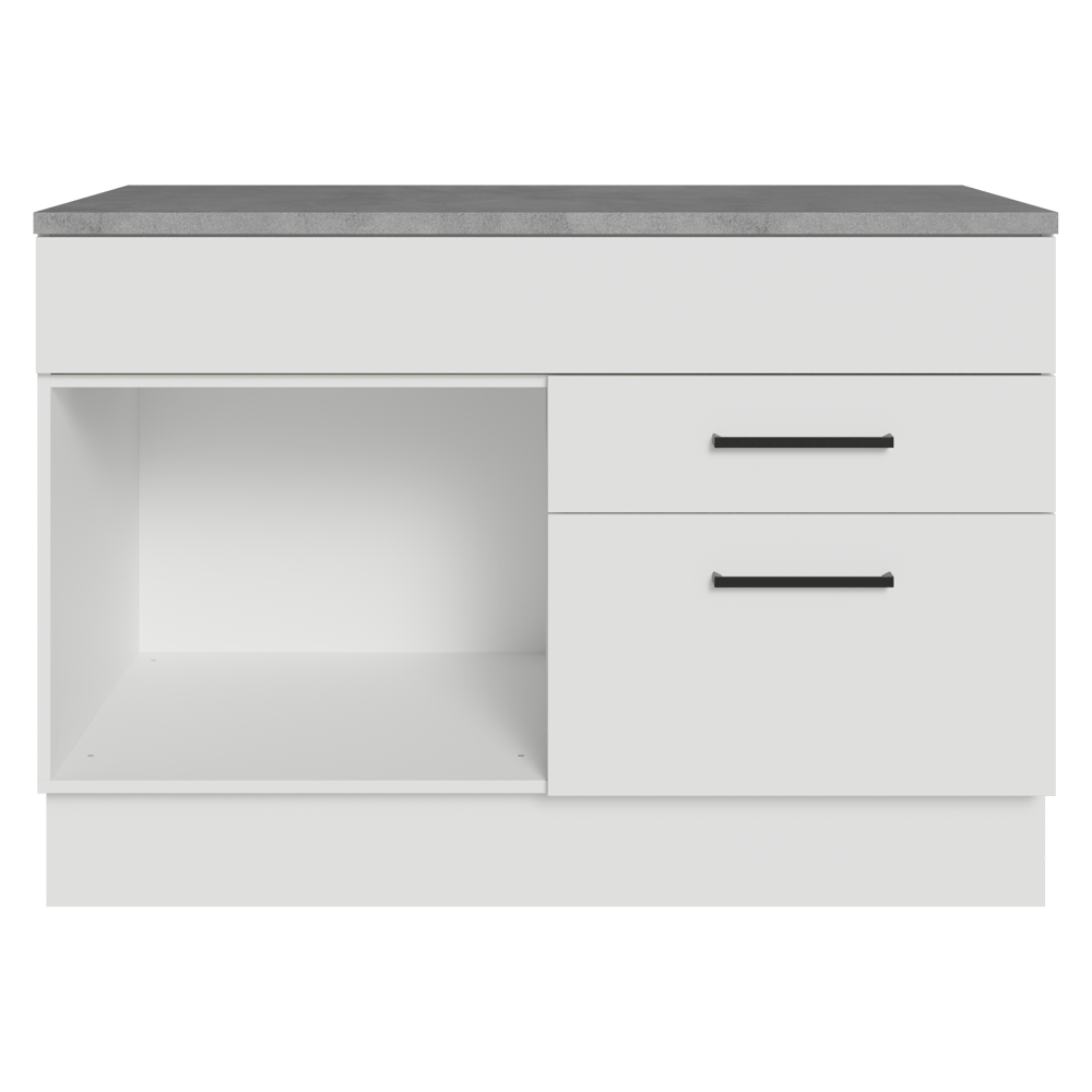 Balcão Gabinete 120 x 60 cm 1 Porta 2 Gavetas Branco (Com Tampo) Agata Madesa