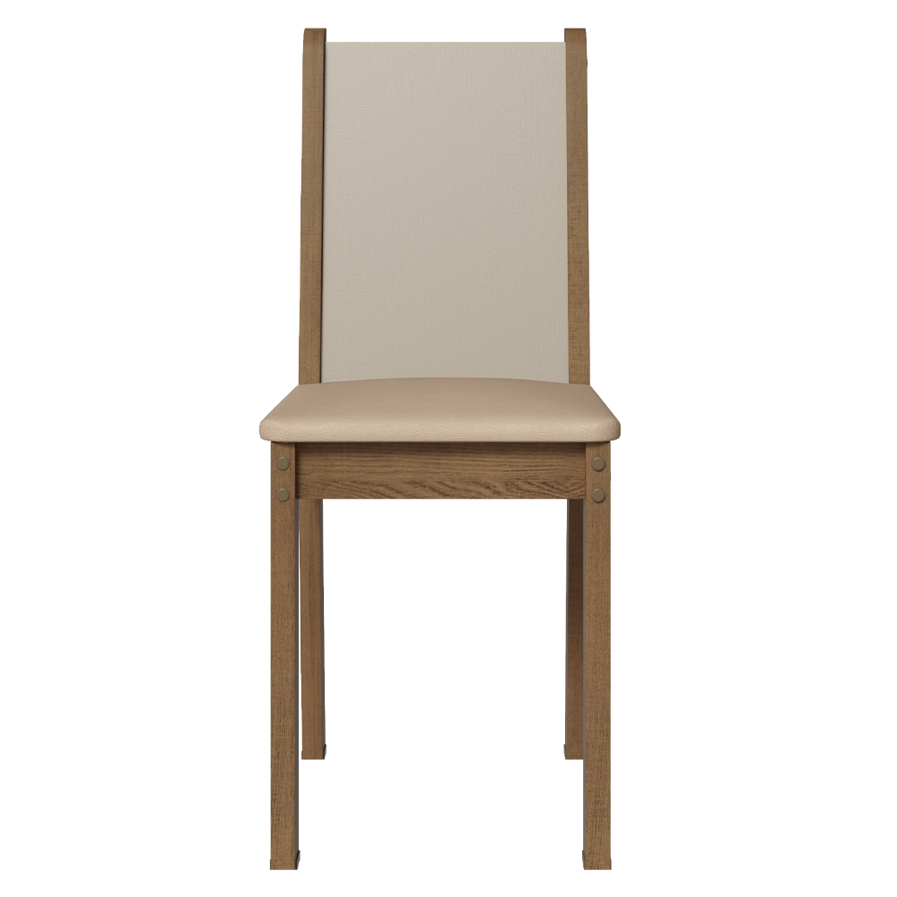 Conjunto Sala de Jantar Mesa Tampo de Madeira com 4 Cadeiras Rustic/Crema/Sintético Bege Madesa Alana