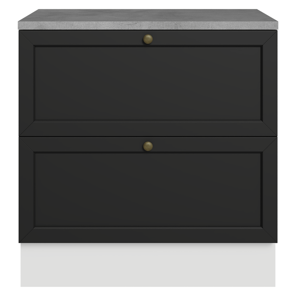 Balcão de Cozinha 80 x 60 cm 2 Gavetas (Com Tampo) Branco/Preto Vik Madesa