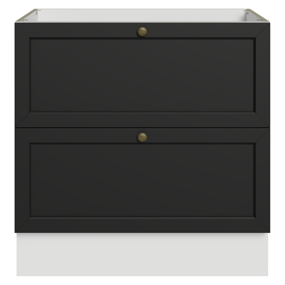 Balcão de Cozinha 80 cm 2 Gavetas (Sem Tampo) Branco/Preto Vik Madesa