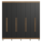 Guarda-Roupa Casal com Pés 8 Portas Batentes Rustic/Preto/Rustic Venus Madesa